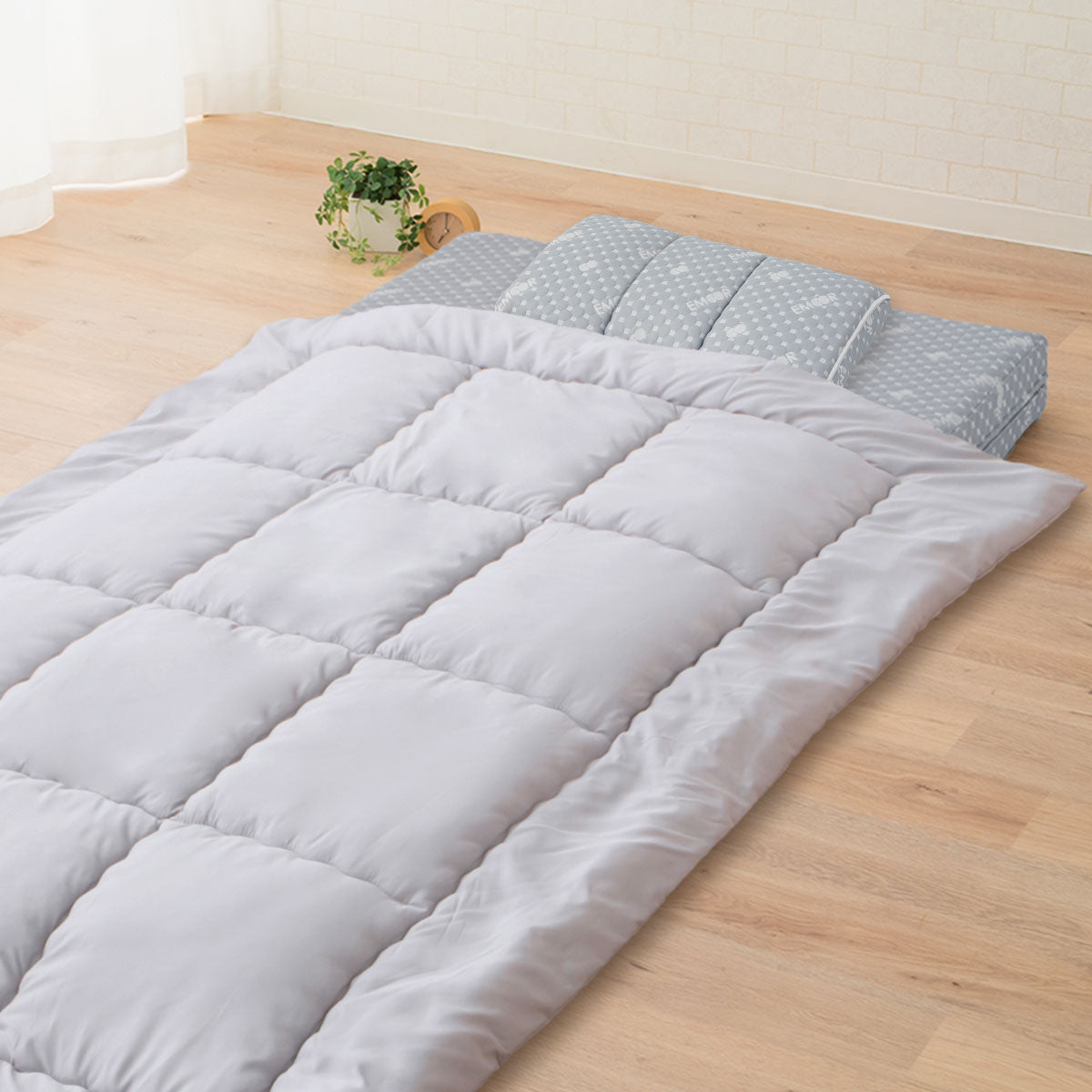 EMOOR コンパクト布団3点セット 布団3点セット シングル 収納ケース付き コンパクト 折りたたみ