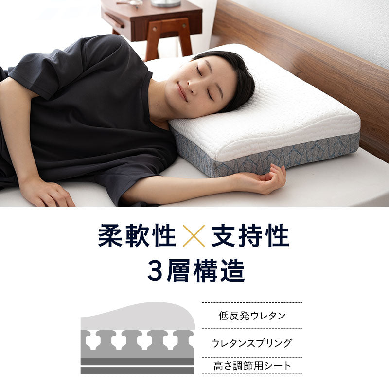 プレミアムピロー 40×60cm 高さ調節可能 3層 横向き寝 枕 まくら